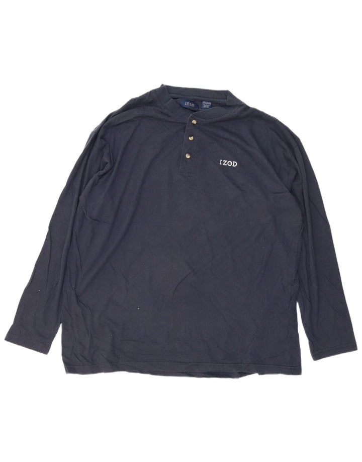 IZOD Mens Top Long Sleeve Large Navy Blue Cotton