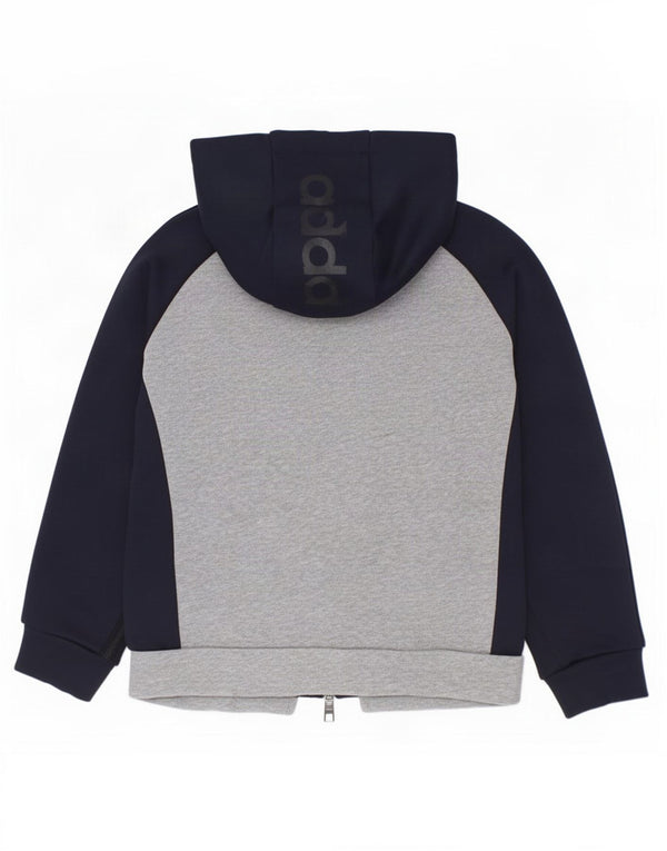 Adidas Boys Zip Hoodie Sweater 5-6 Years Grey Colourblock Cotton