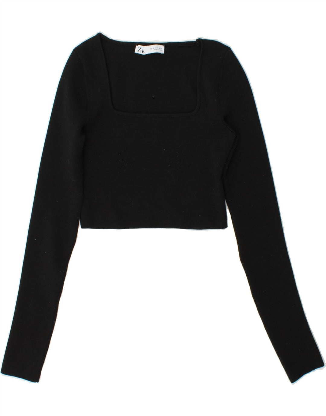 ZARA Womens Crop Top Long Sleeve UK 10 Small Black Polyester Vintage Zara and Second-Hand Zara from Messina Hembry 
