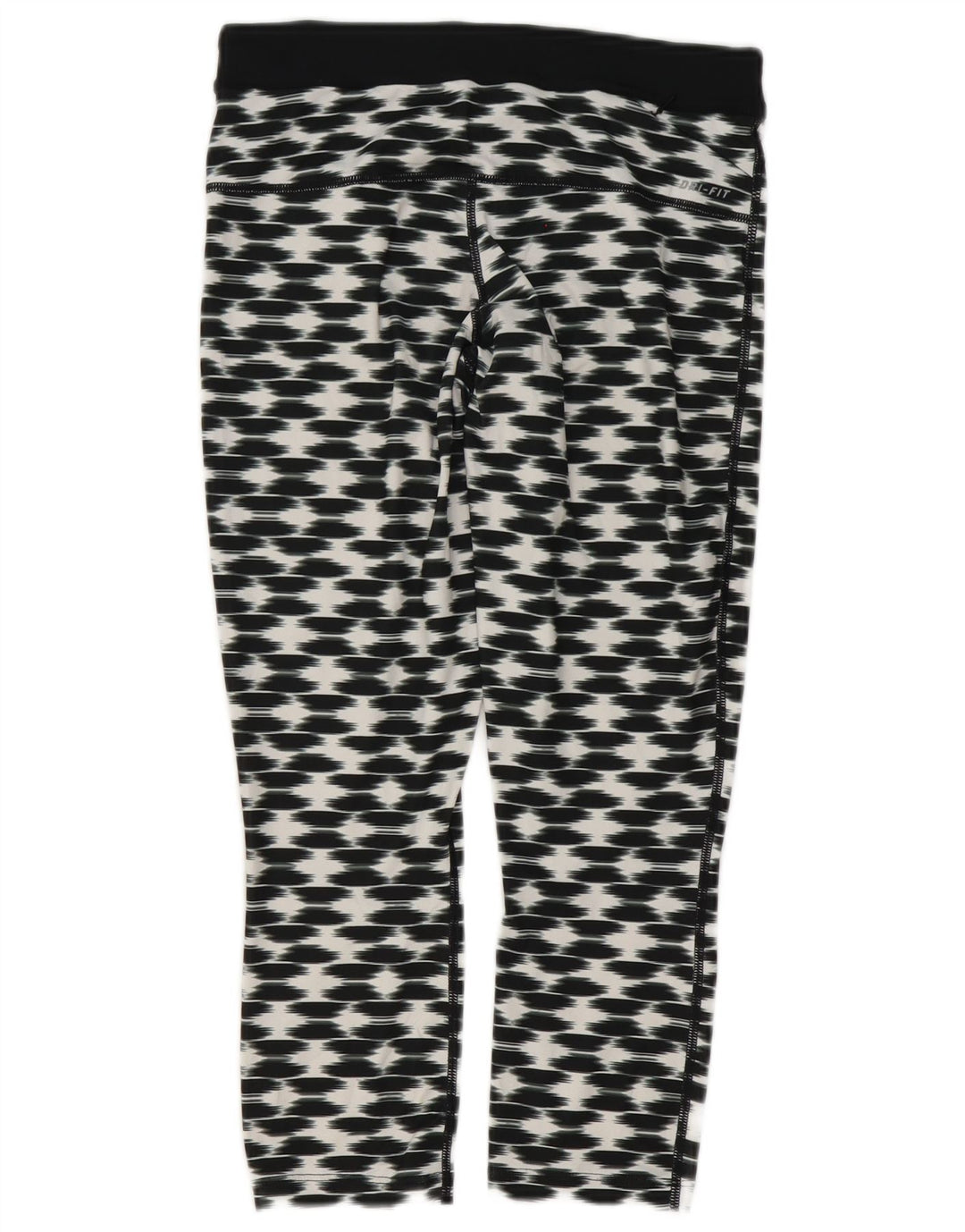 Nike Womens Dri Fit Capri Leggings UK 10 Small Black Geometric