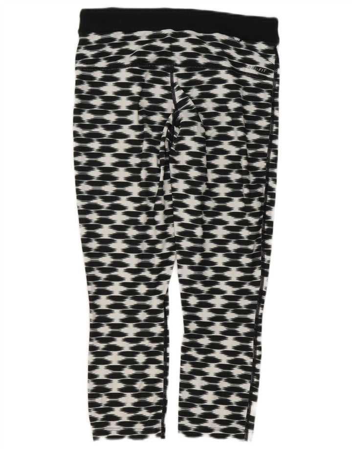 Nike Womens Dri Fit Capri Leggings UK 10 Small Black Geometric