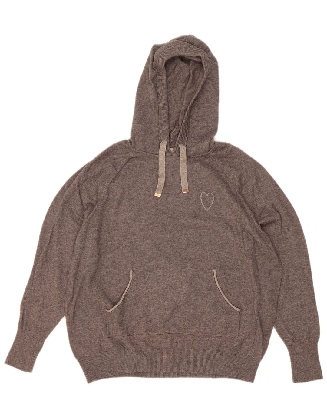 Oasis Womens Hooded Jumper Sweater UK 14 Medium Grey Flecked Viscose
