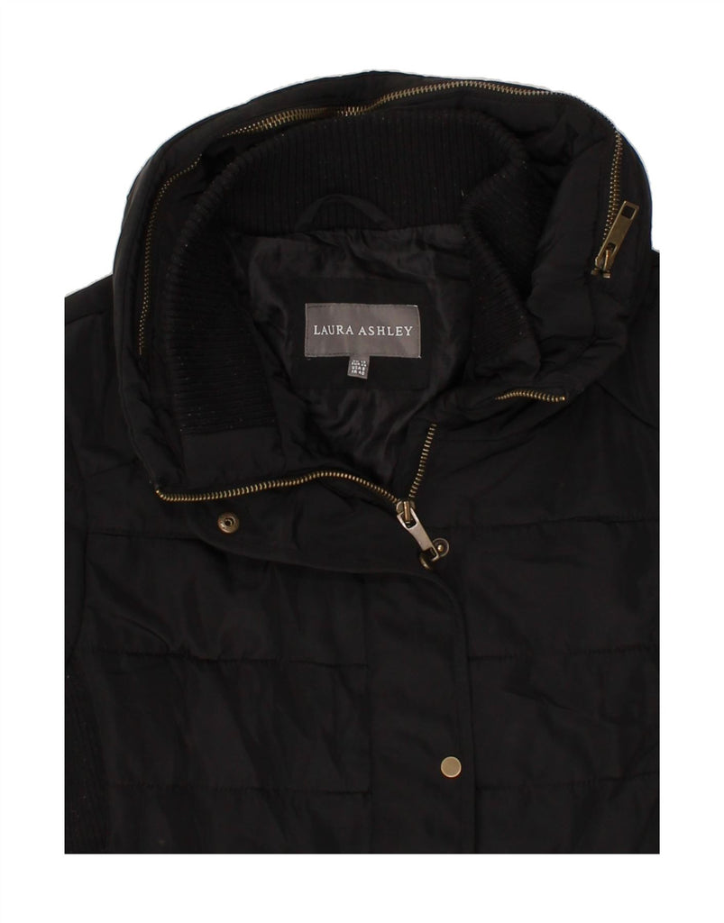 LAURA ASHLEY Womens Padded Jacket UK 12 Medium  Black Polyester Vintage Laura Ashley and Second-Hand Laura Ashley from Messina Hembry 