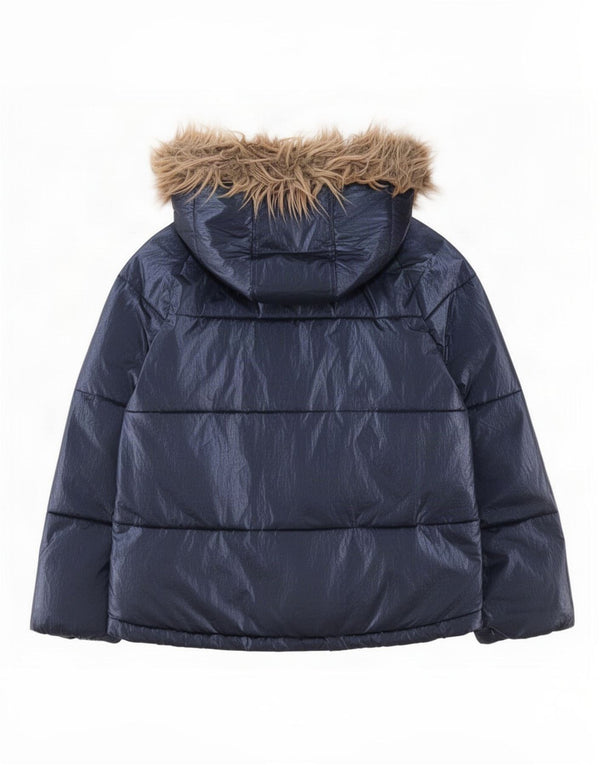 Michael Kors Girls Hooded Padded Jacket 10-11 Years Navy Blue Polyester