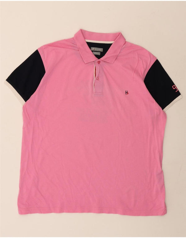 Harmont & Blaine Mens Narrow Fit Graphic Polo Shirt 4XL Pink Colourblock