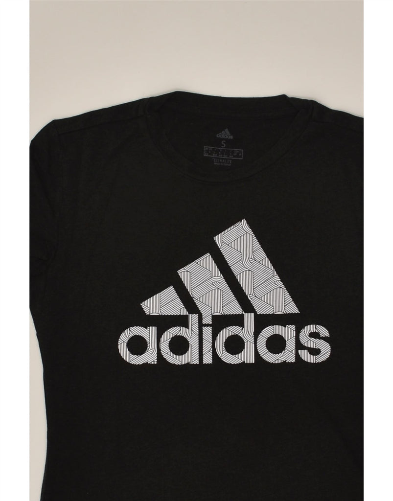 ADIDAS Womens Climalite Graphic T-Shirt Top UK 8/10 Small Black | Vintage Adidas | Thrift | Second-Hand Adidas | Used Clothing | Messina Hembry 