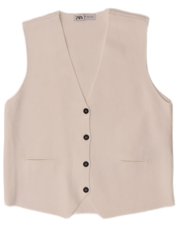 Zara Womens Waistcoat UK 18 XL White Viscose