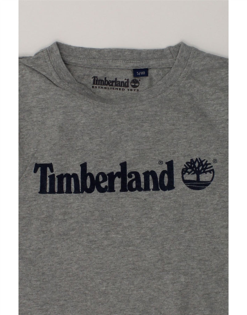 TIMBERLAND Boys Graphic Top Long Sleeve 4-5 Years Grey Cotton | Vintage Timberland | Thrift | Second-Hand Timberland | Used Clothing | Messina Hembry 