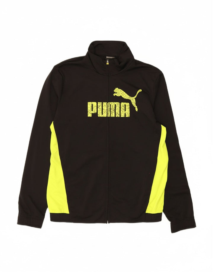 PUMA Mens Graphic Tracksuit Top Jacket Small Black Colourblock Polyester