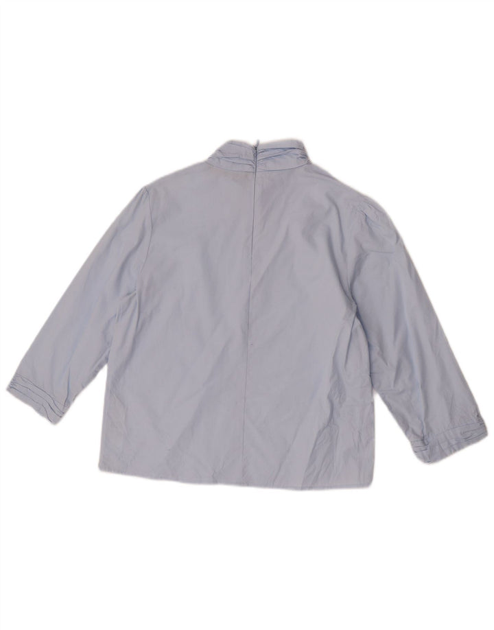Zara Womens 3/4 Sleeve Blouse Top UK 14 Medium Blue Cotton