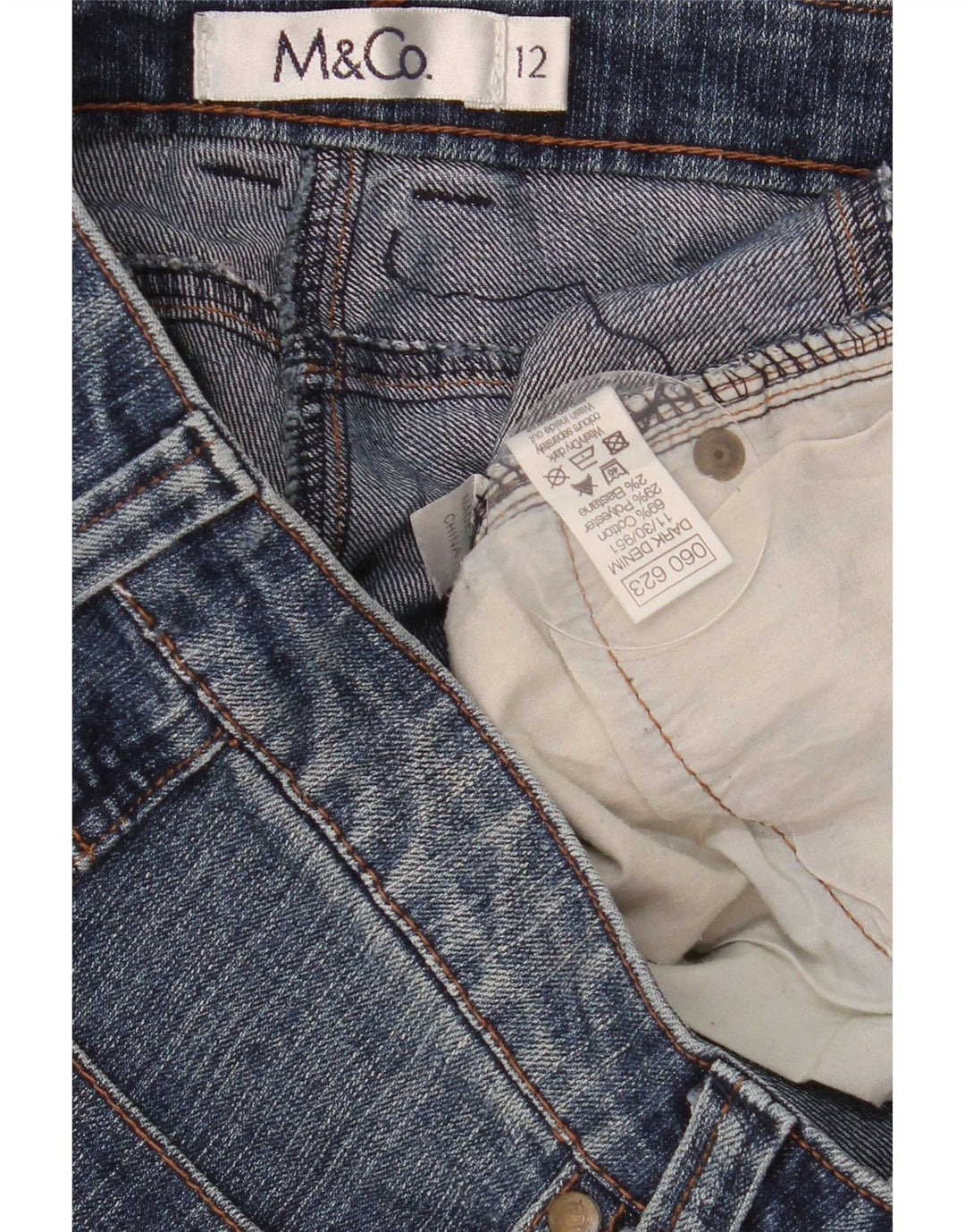 M&Co Womens Denim Shorts UK 12 Medium W32 Blue Cotton
