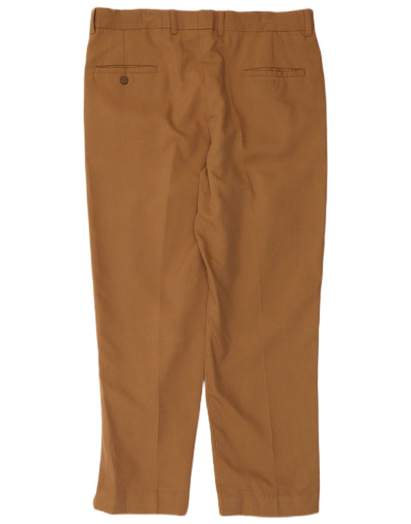 Zara Mens Tapered Suit Trousers W36 L27 Beige Pinstripe