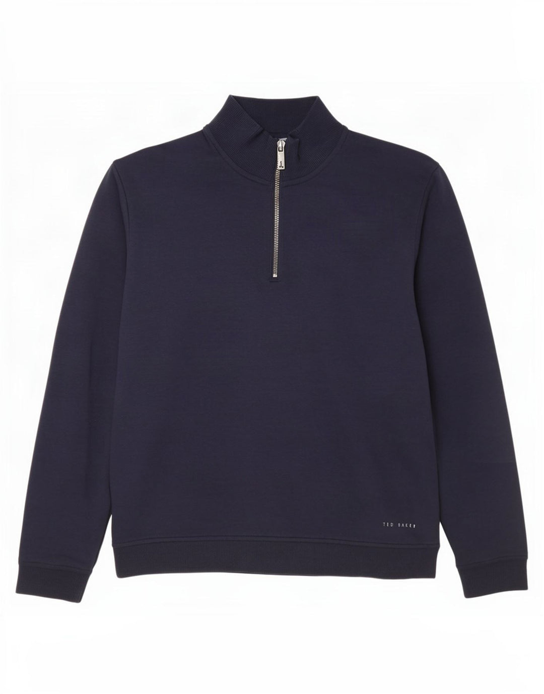 Ted Baker Mens Zip Neck Sweatshirt Jumper Size 3 Medium Navy Blue Cotton