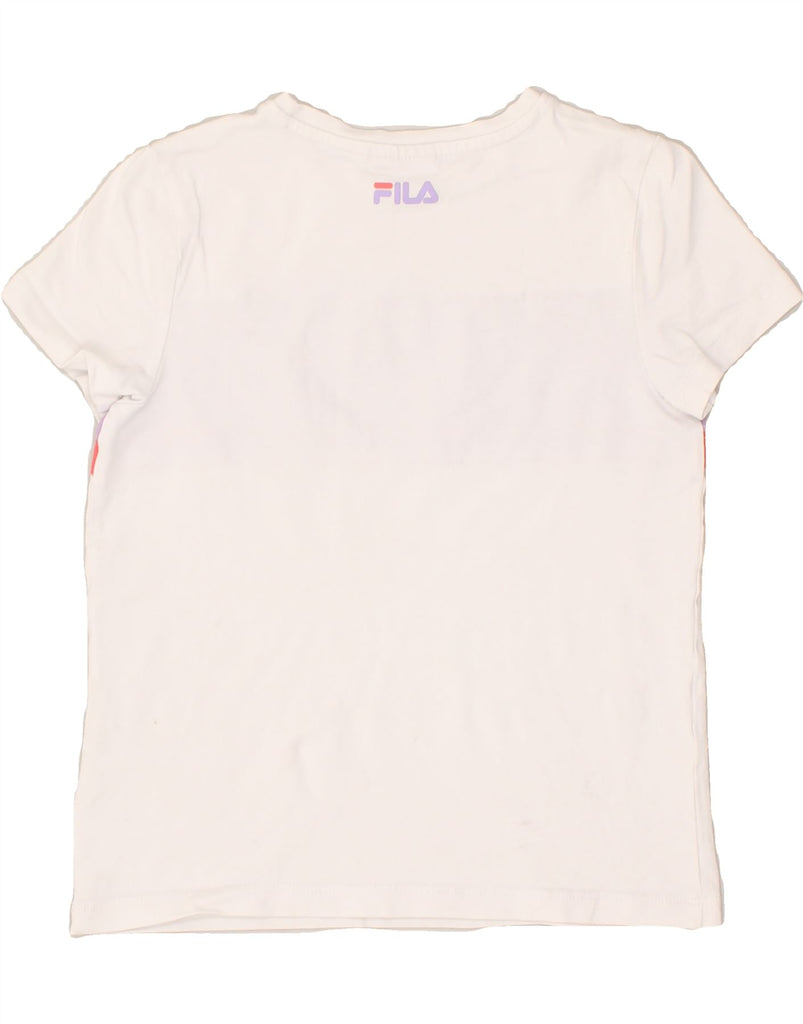 FILA Girls Graphic T-Shirt Top 9-10 Years White Colourblock Cotton | Vintage Fila | Thrift | Second-Hand Fila | Used Clothing | Messina Hembry 