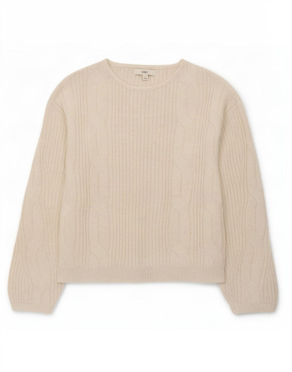 Marks & Spencer Womens Boat Neck Jumper Sweater UK 10 Small Off White