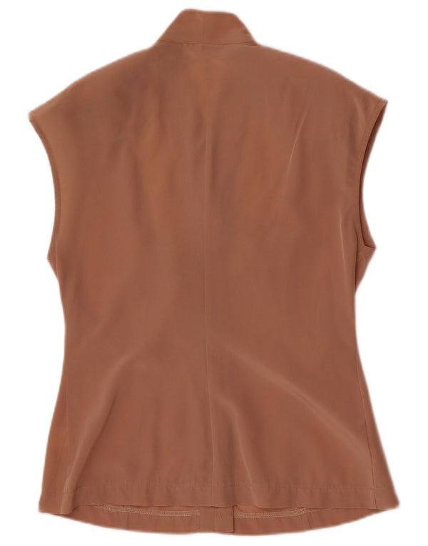 Vintage Womens Sleeveless Shirt Blouse IT 42 Medium Beige Floral