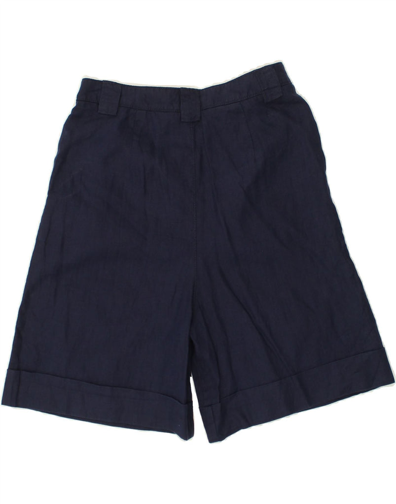 BENETTON Womens Pegged Chino Shorts UK 6 XS W26 Navy Blue Linen | Vintage Benetton | Thrift | Second-Hand Benetton | Used Clothing | Messina Hembry 