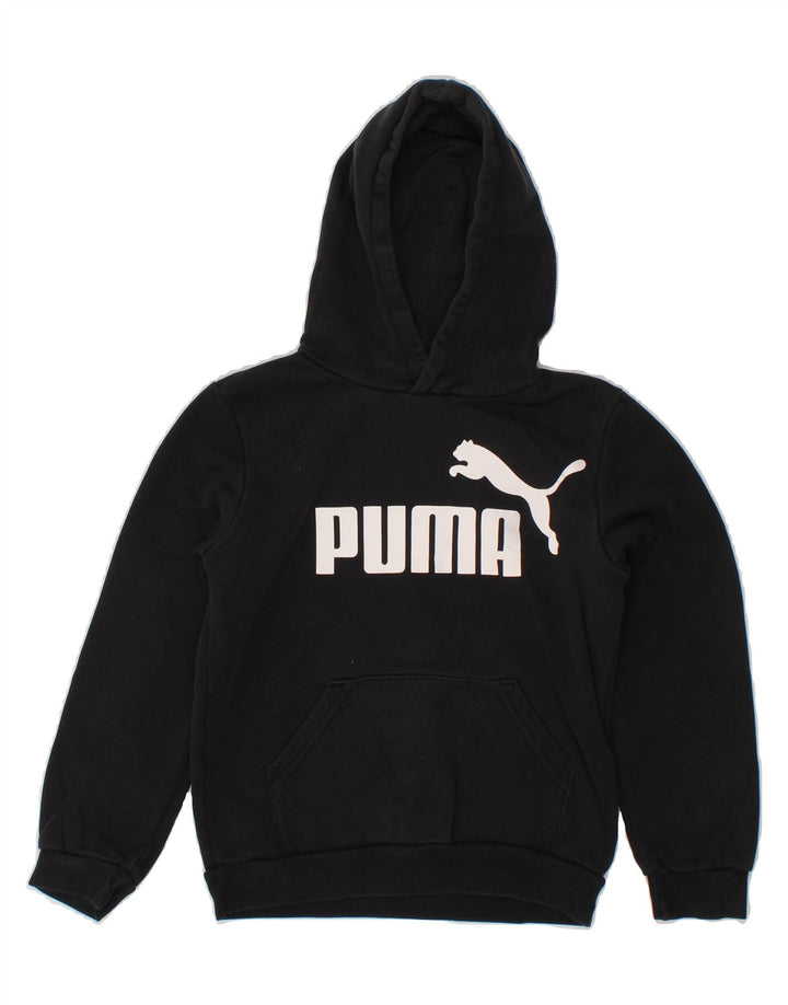 PUMA Boys Graphic Hoodie Jumper 9-10 Years Medium Black Vintage Puma and Second-Hand Puma from Messina Hembry 