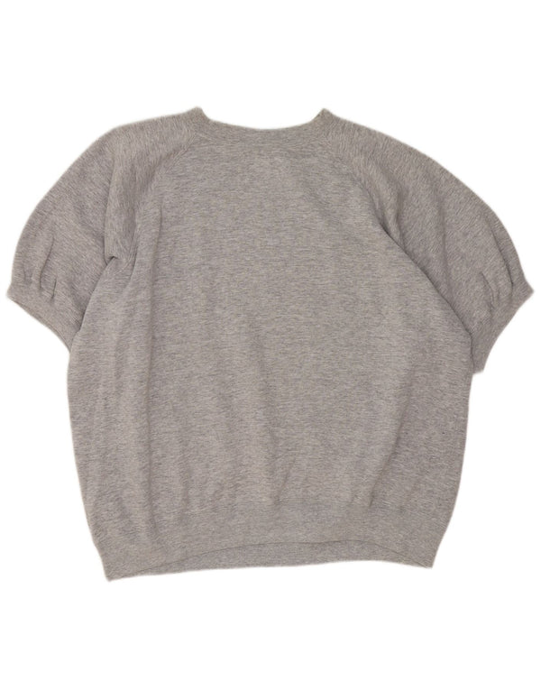 Champion Mens Graphic Short Sleeve Sweatshirt Jumper XL Grey Flecked Cotton