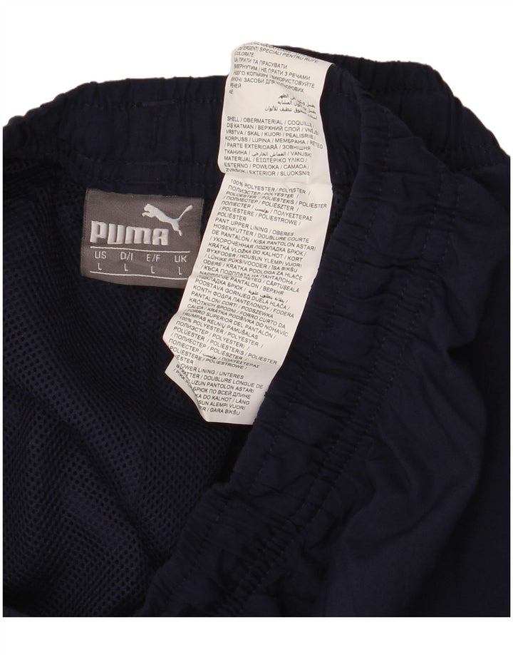 PUMA Mens Tracksuit Trousers Large Navy Blue Polyester