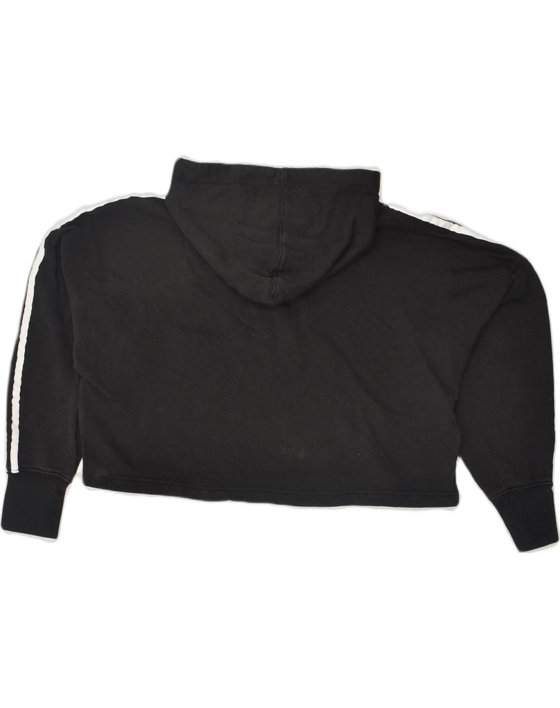 ADIDAS Womens Crop Hoodie Jumper UK 10 Small  Black Cotton | Vintage Adidas | Thrift | Second-Hand Adidas | Used Clothing | Messina Hembry 