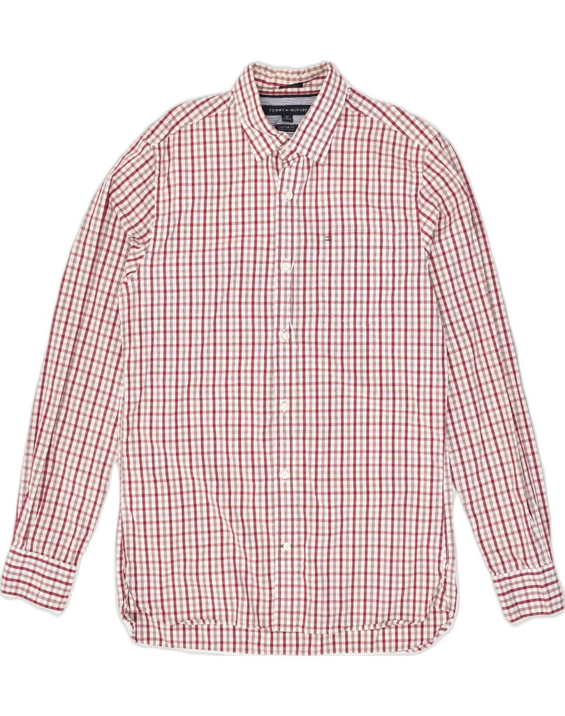 TOMMY HILFIGER Mens Custom Fit Shirt Small Red Check Cotton | Vintage Tommy Hilfiger | Thrift | Second-Hand Tommy Hilfiger | Used Clothing | Messina Hembry 