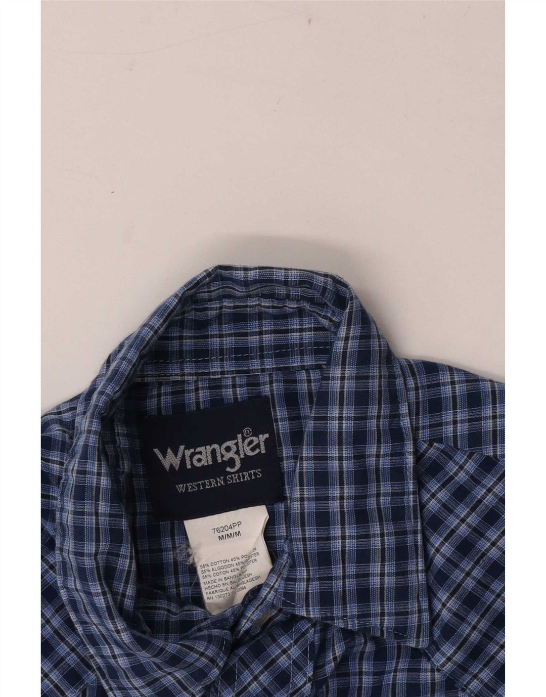 Wrangler Mens Short Sleeve Shirt Medium Navy Blue Check Cotton