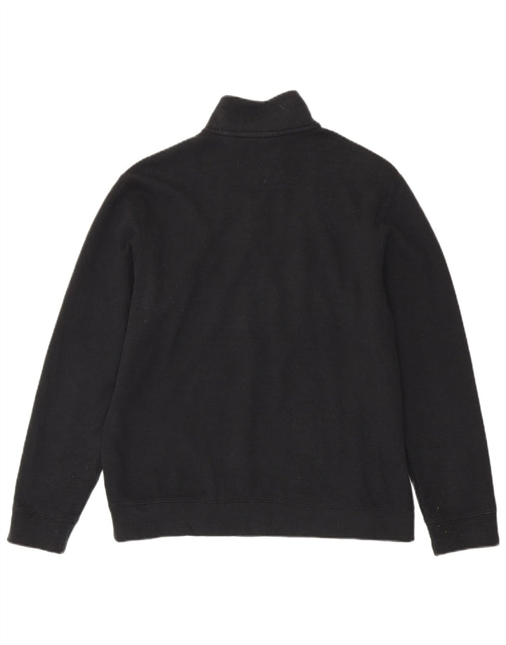Chaps Womens Zip Neck Sweatshirt Jumper UK 16 Large Black Cotton