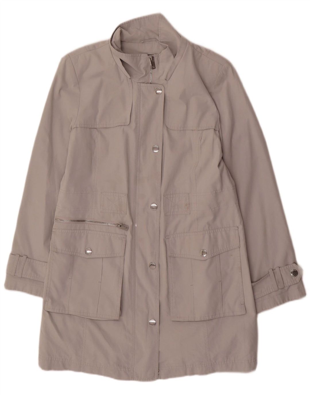 Dkny Womens Trench Coat UK 14 Medium Grey Polyester