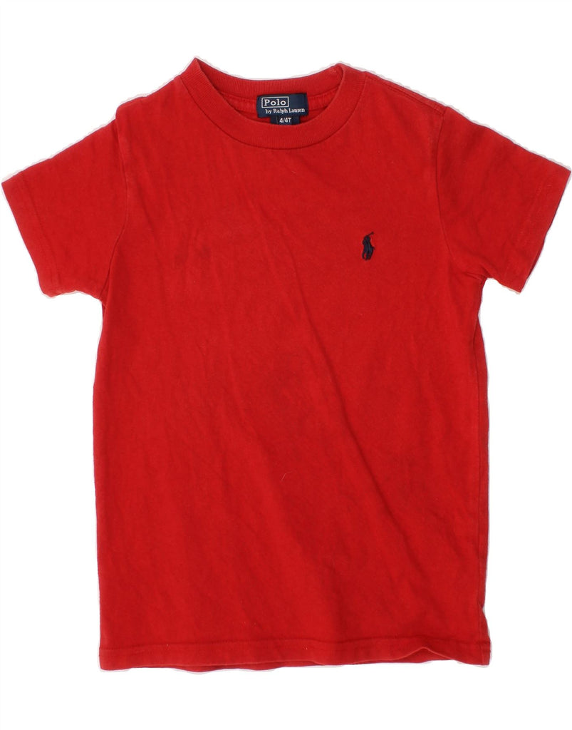 POLO RALPH LAUREN Boys T-Shirt Top 3-4 Years Red Cotton Vintage Polo Ralph Lauren and Second-Hand Polo Ralph Lauren from Messina Hembry 