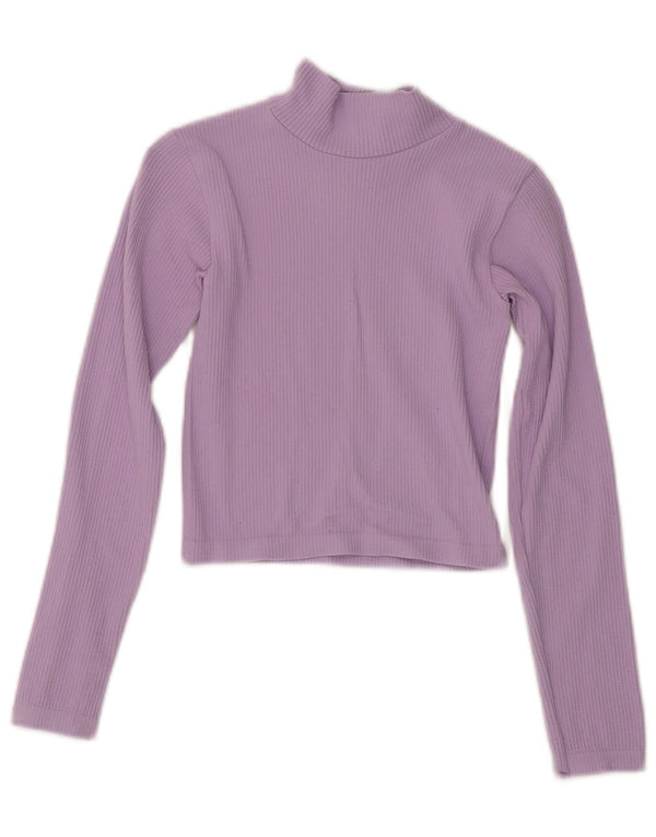 Zara Womens Crop Top Long Sleeve UK 10 Small Purple
