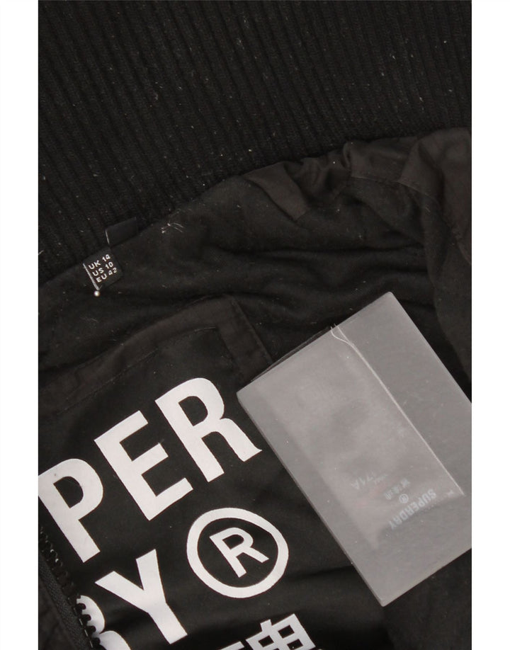 Superdry Womens Hooded Windbreaker Jacket UK 14 Large Black Polyester