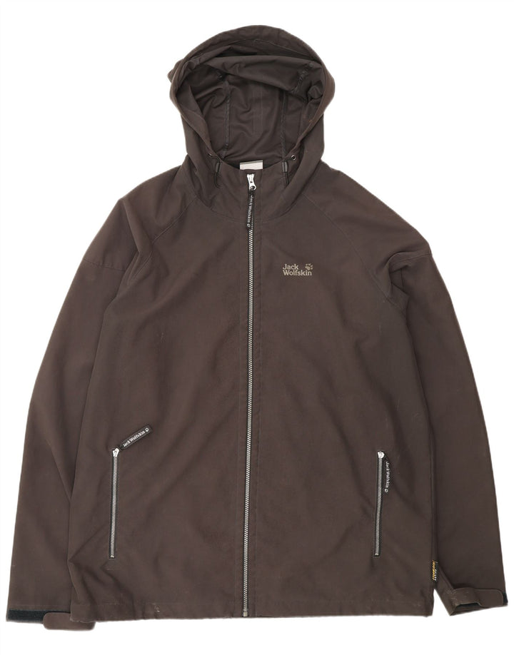 JACK WOLFSKIN Mens Hooded Rain Jacket UK 48 2XL Black Polyester