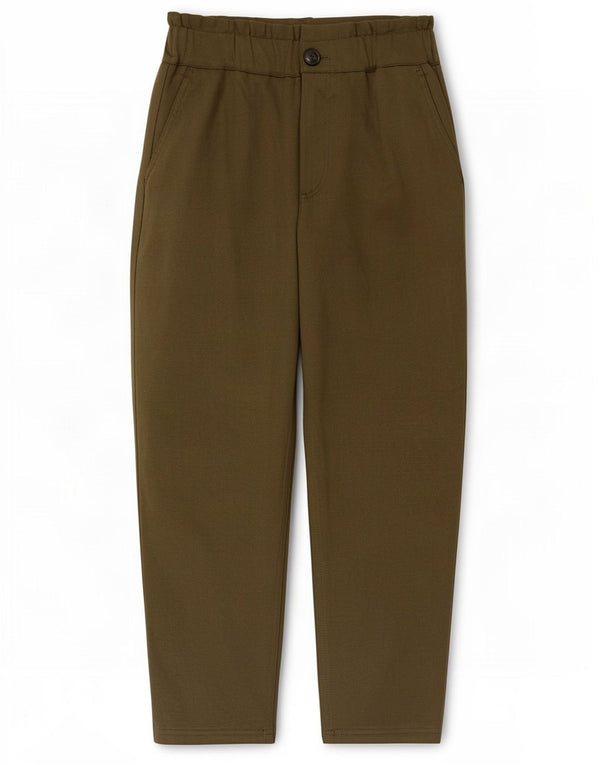 Zara Womens High Waist Tapered Cropped Trousers Small W26 L24 Khaki