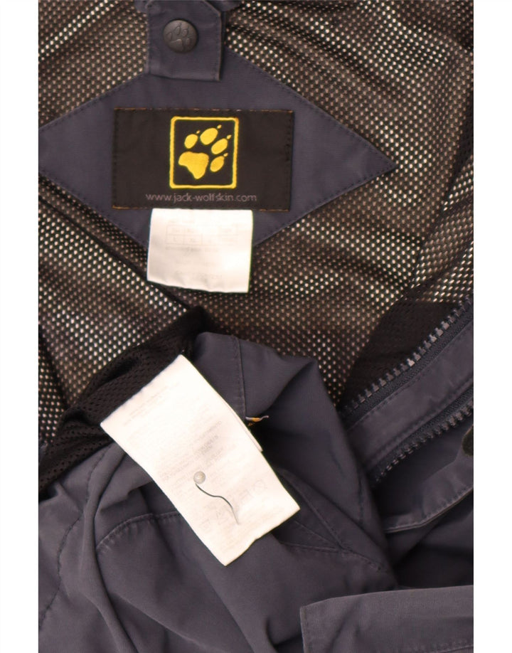 Jack Wolfskin Mens Hooded Rain Jacket UK 40/42 Large Navy Blue Polyamide