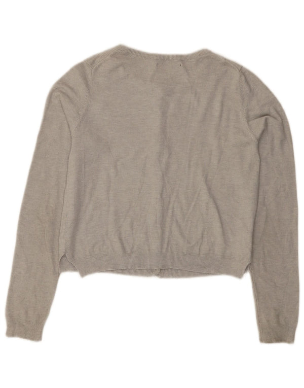 Zara Womens Crop Cardigan Sweater UK 12 Medium Grey