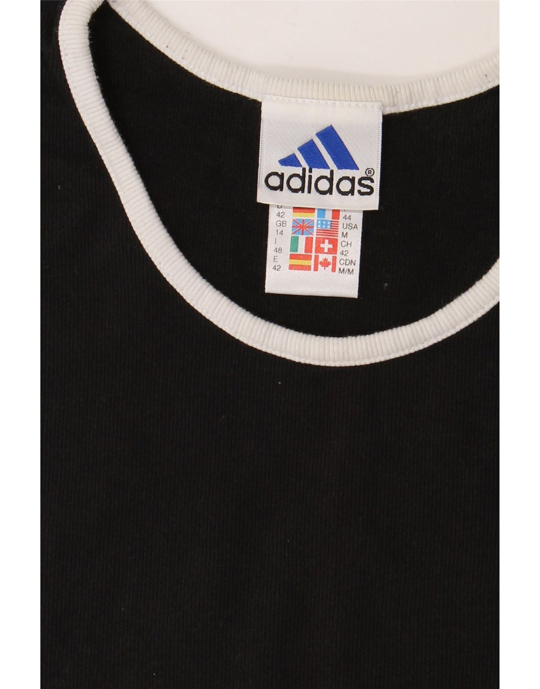 ADIDAS Womens T-Shirt Top UK 14 Medium Black Cotton