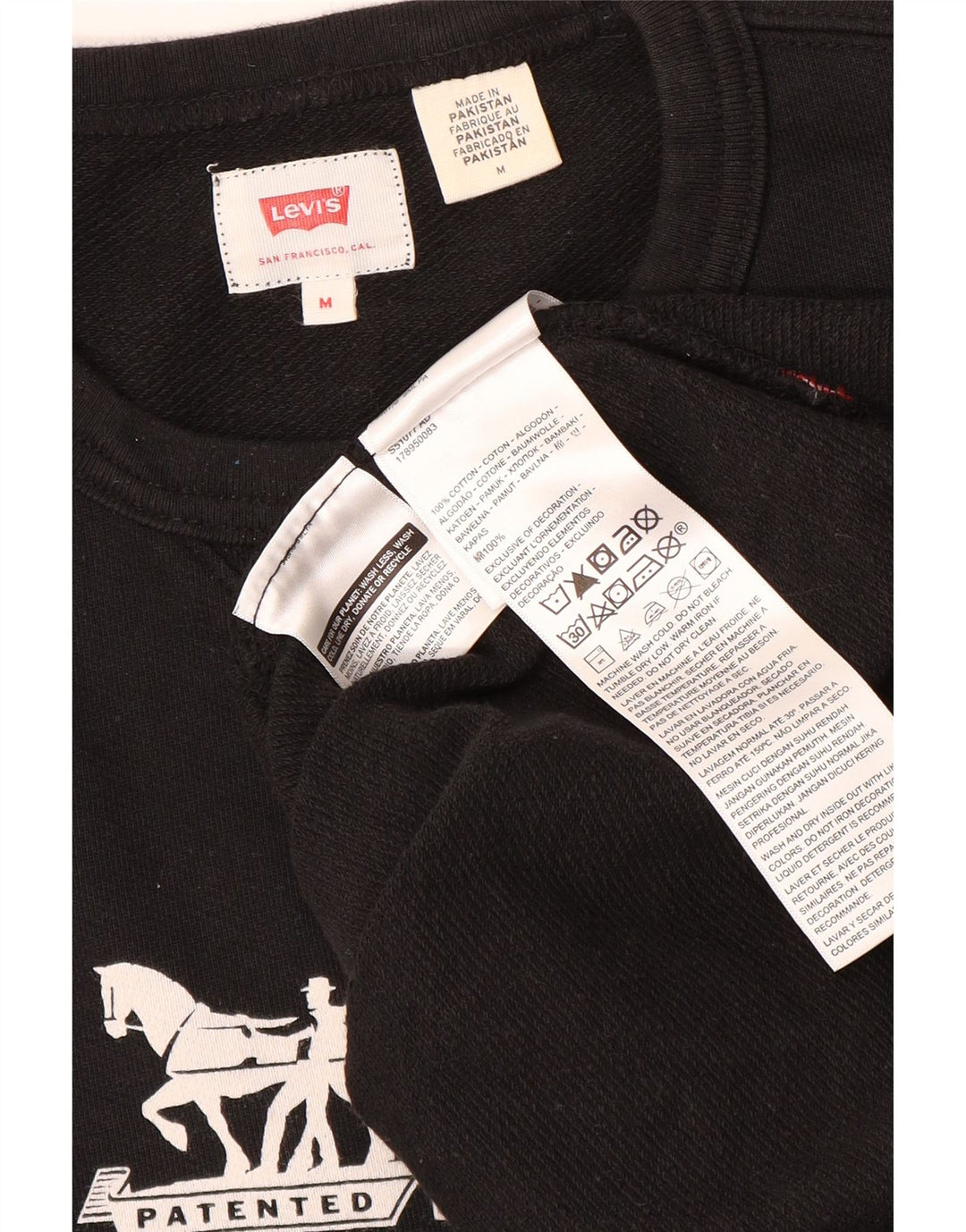 Levi's Mens Graphic Sweatshirt Jumper Medium Black Cotton