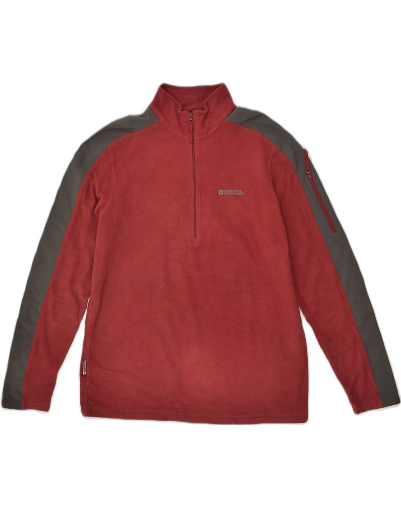 MOUNTAIN WAREHOUSE Mens Zip Neck Fleece Jumper Medium Red Colourblock | Vintage Mountain Warehouse | Thrift | Second-Hand Mountain Warehouse | Used Clothing | Messina Hembry 