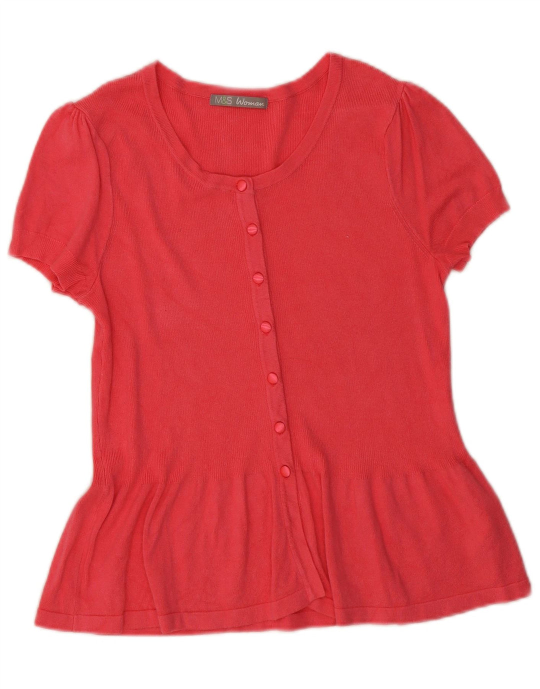 MARKS & SPENCER Womens Short Sleeve Shirt Blouse UK 14 Medium Pink Viscose