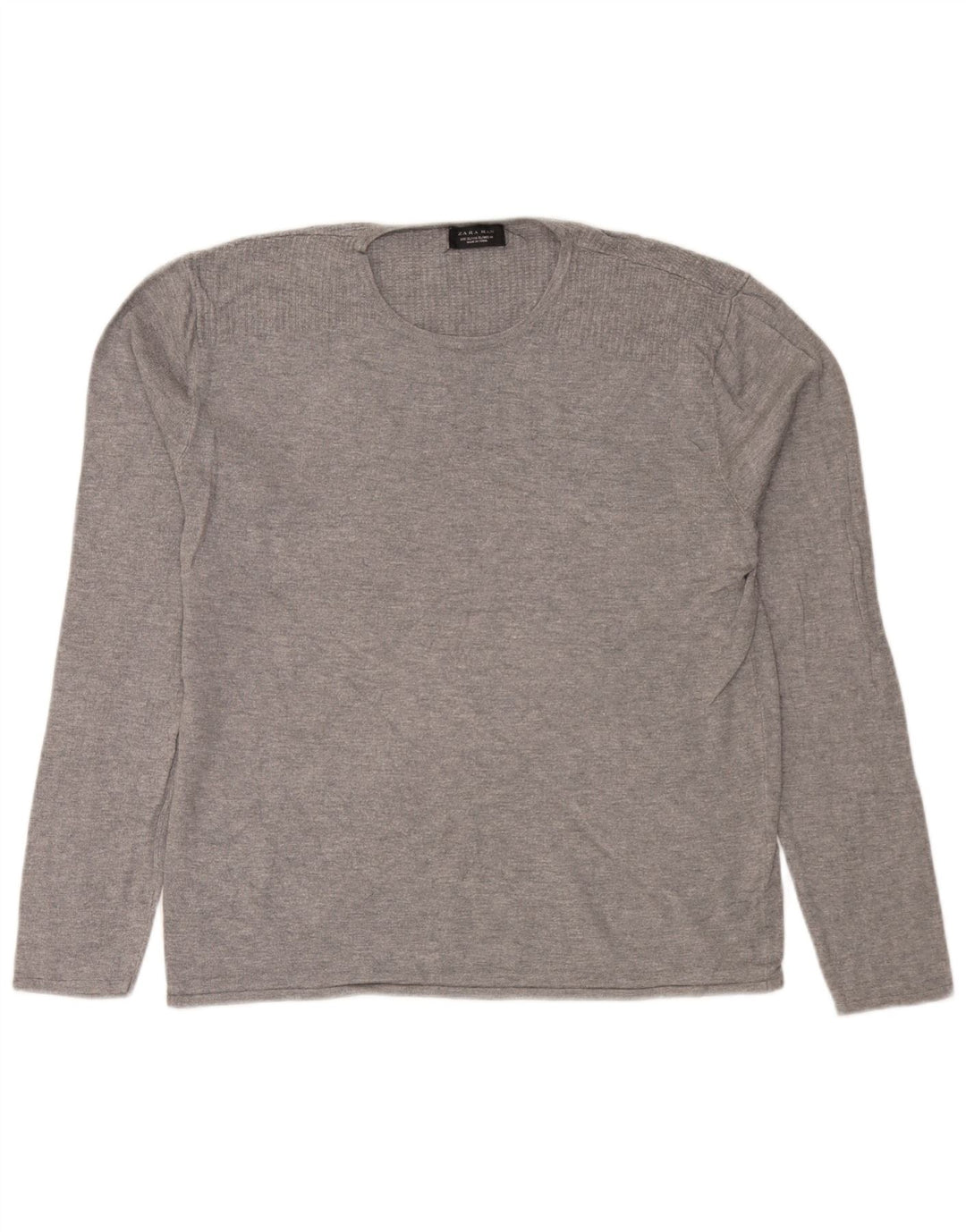 Zara Mens Crew Neck Jumper Sweater XL Grey Viscose