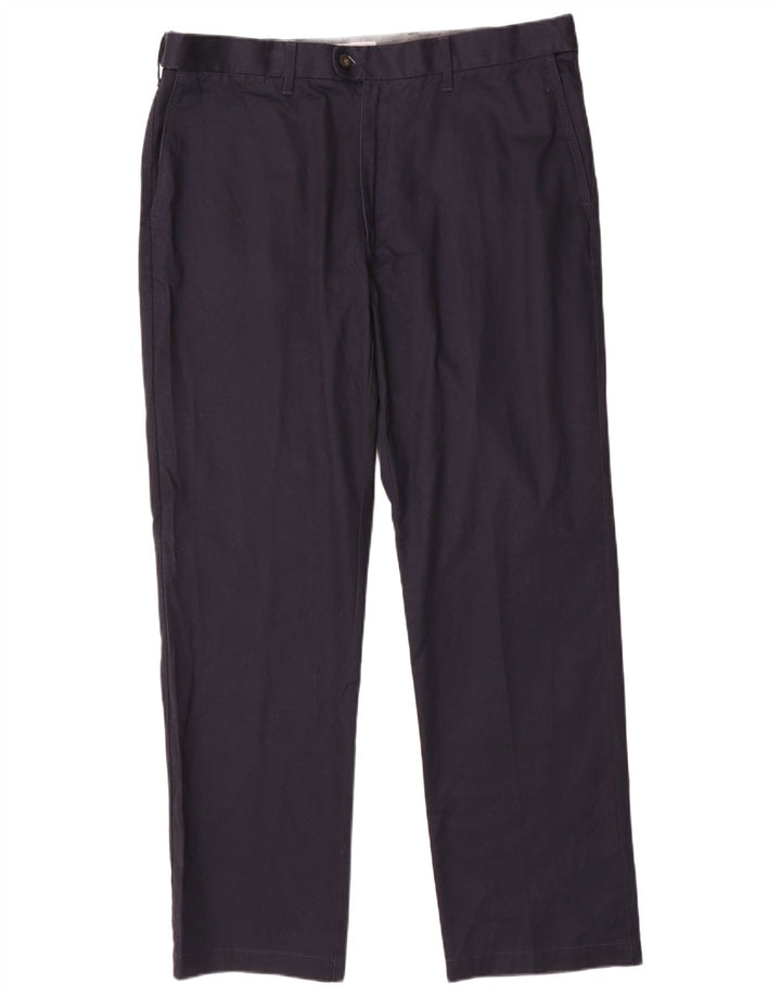 Marks & Spencer Mens Straight Chino Trousers W38 L31 Navy Blue Cotton