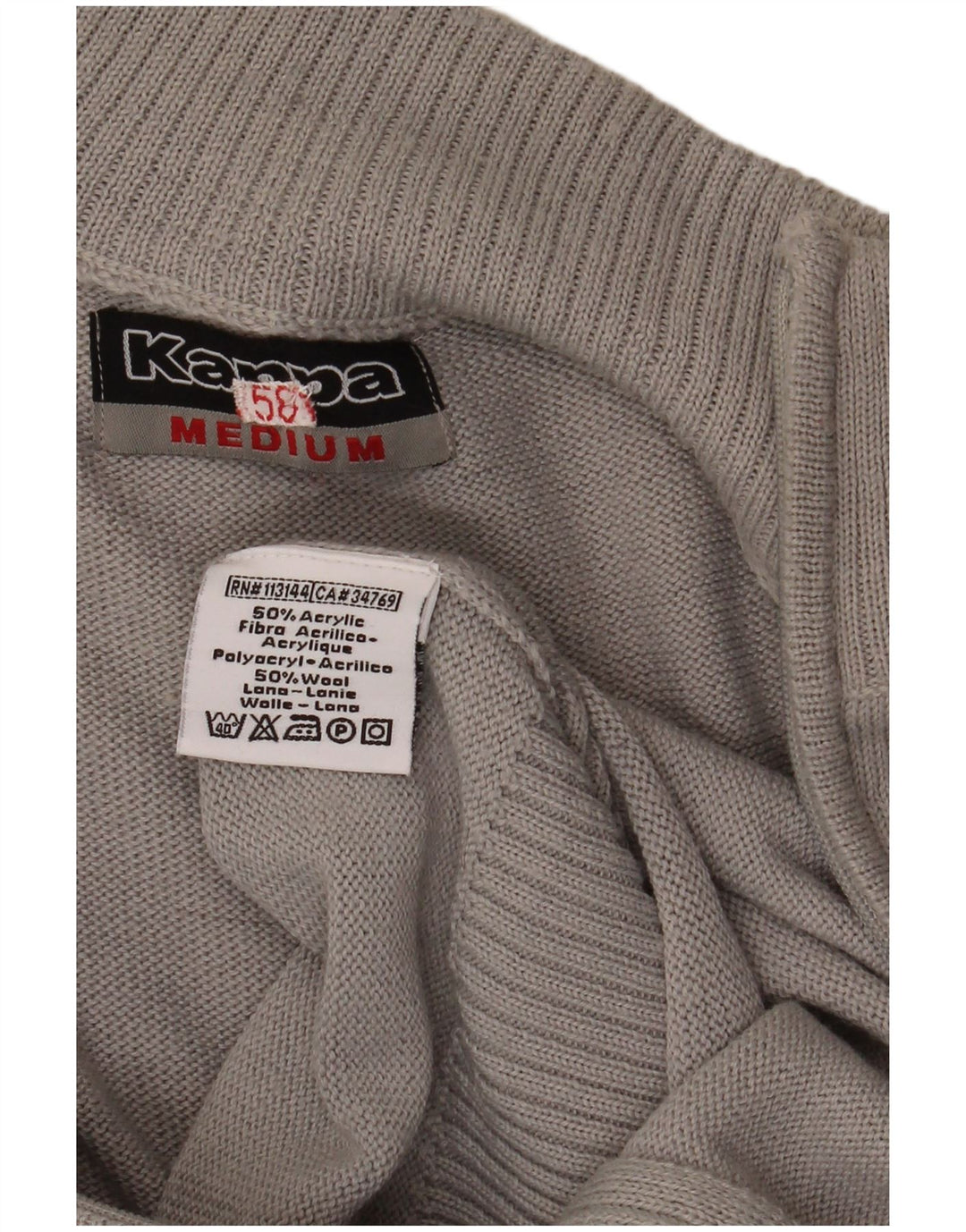KAPPA Womens Cardigan Sweater UK 14 Medium Grey Colourblock Acrylic