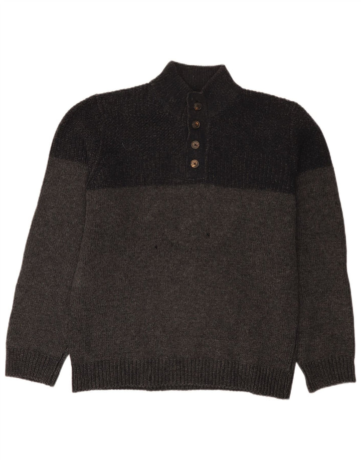 Massimo Dutti Mens Button Neck Jumper Sweater XL Grey Flecked