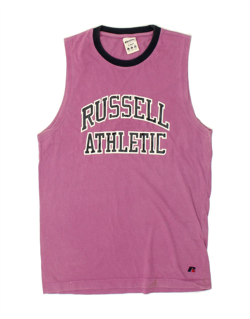 RUSSELL ATHLETIC Mens Graphic Vest Top Small Purple Cotton | Vintage Russell Athletic | Thrift | Second-Hand Russell Athletic | Used Clothing | Messina Hembry 