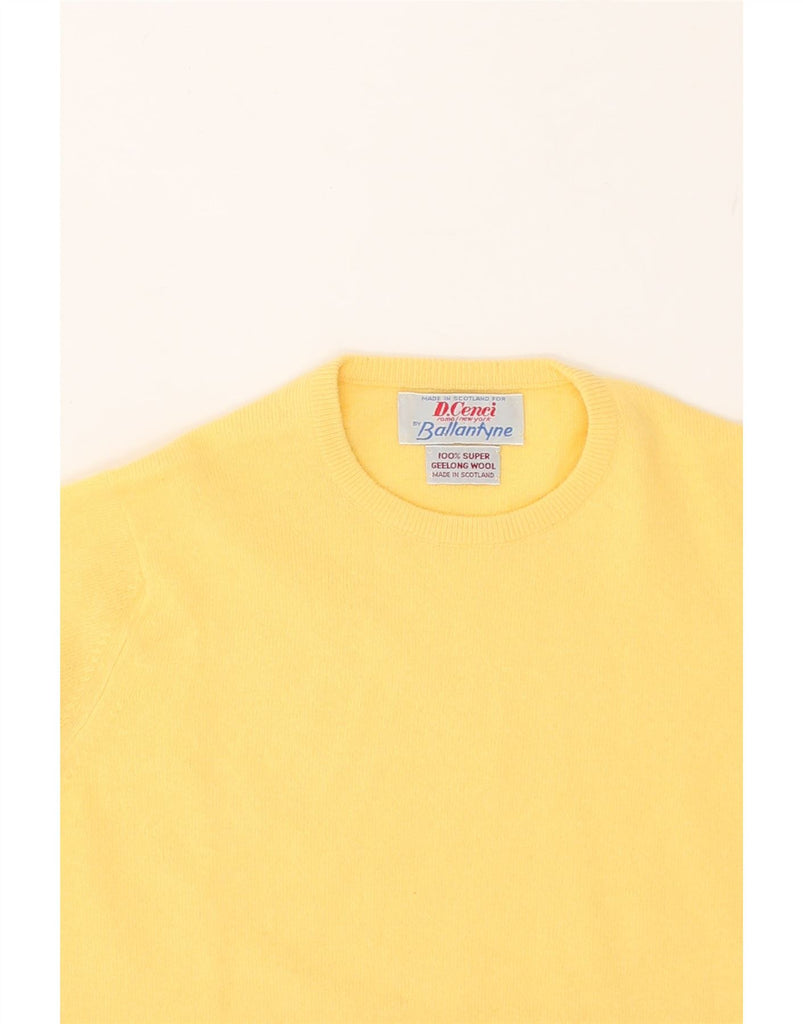 BALLANTYNE Womens Short Sleeve Crew Neck Jumper Sweater UK 14 Large Yellow | Vintage Ballantyne | Thrift | Second-Hand Ballantyne | Used Clothing | Messina Hembry 