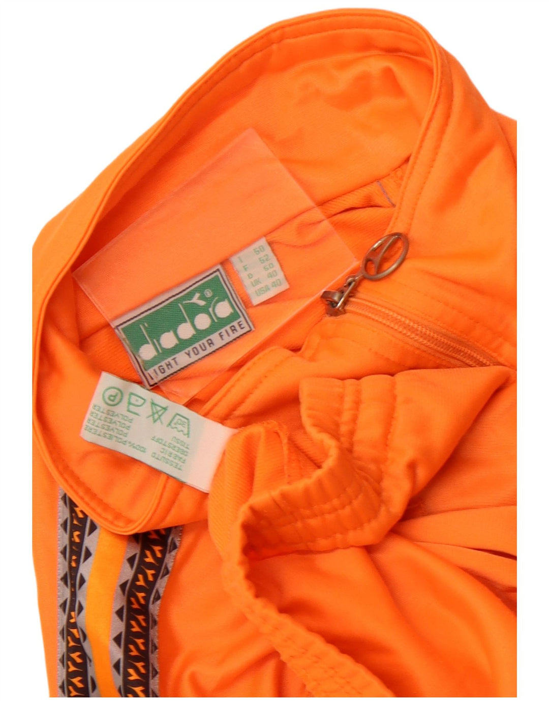 Diadora Mens Graphic Tracksuit Top Jacket UK 40 Medium Orange Polyester