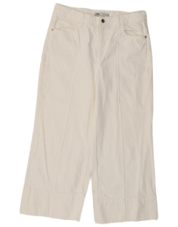 Zara Womens High Rise Wide Leg Jeans EU 38 Small W28 L26 White