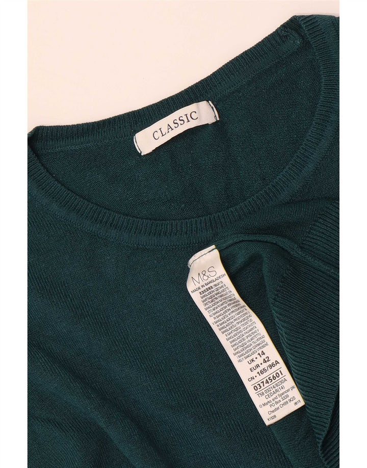 Marks & Spencer Womens T-Shirt Top UK 14 Large Green Acrylic