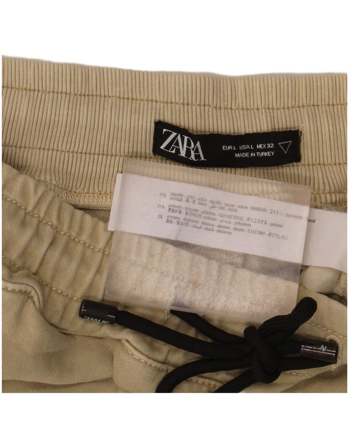 Zara Mens Sport Shorts Large Beige Cotton